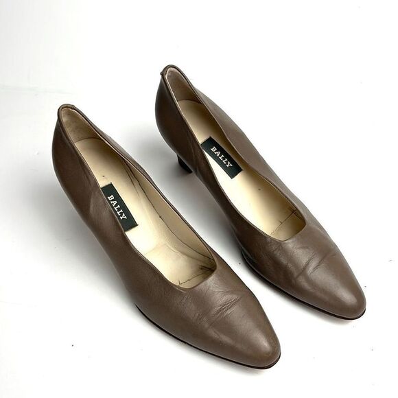 BALLY ROSEBUD Classic Leather Taupe Pumps Heels US 10 - Picture 3 of 14